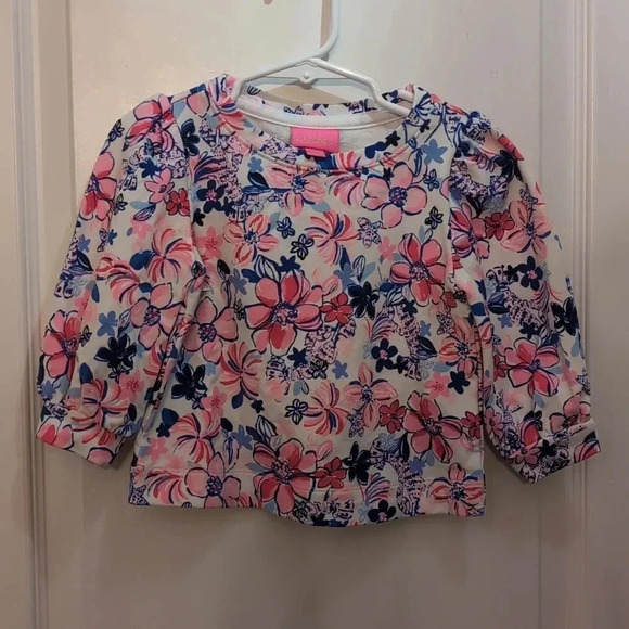 LILLY PULITZER GIRLS MINI CORDEN SWEATSHIRT, PARTY LIKE A LOBSTAR, NWT - Picture 1 of 5